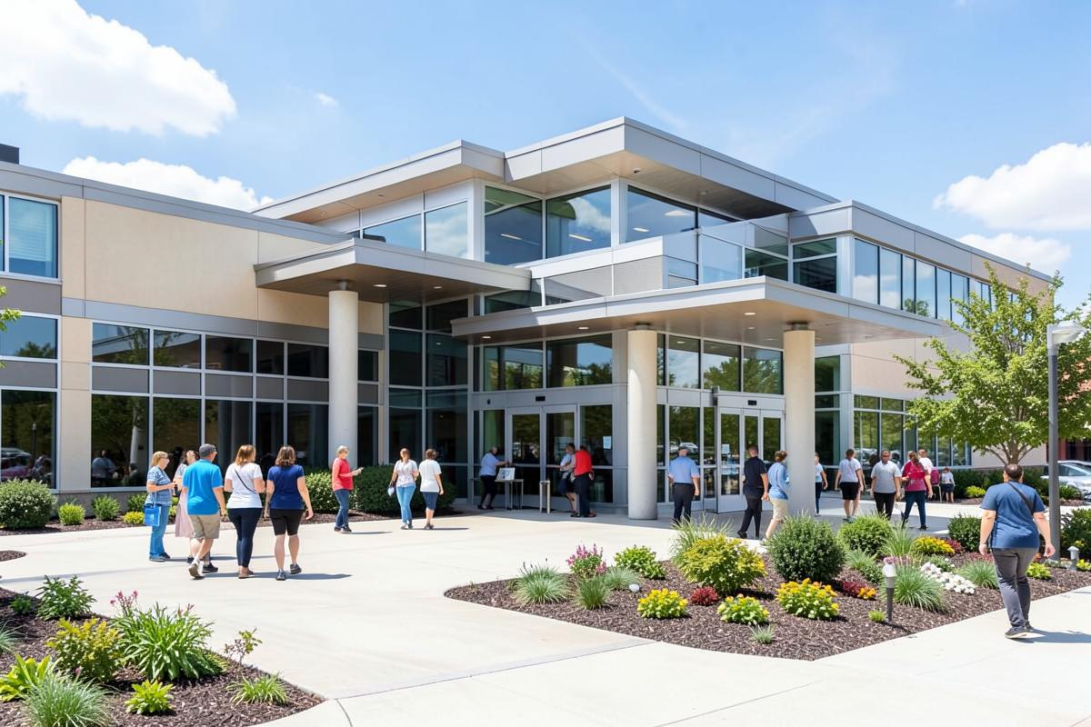 Patients arriving at a modern regional cancer center
