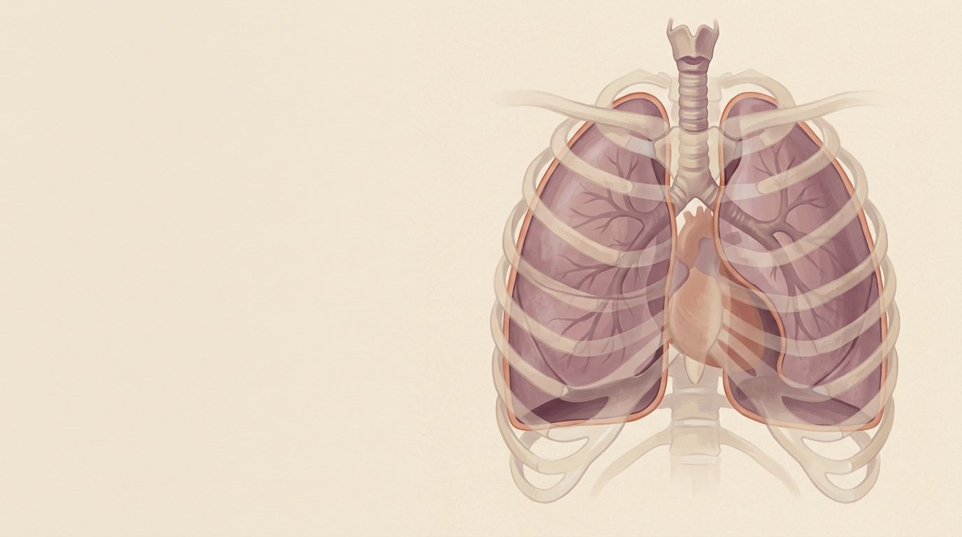 Illustration of the lungs with the pleural lining highlighted